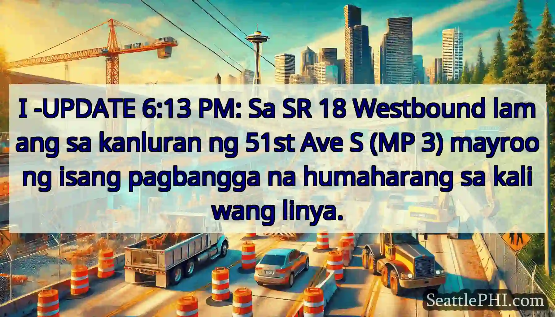 I -UPDATE 6:13 PM: Sa SR 18 Westbound lamang sa