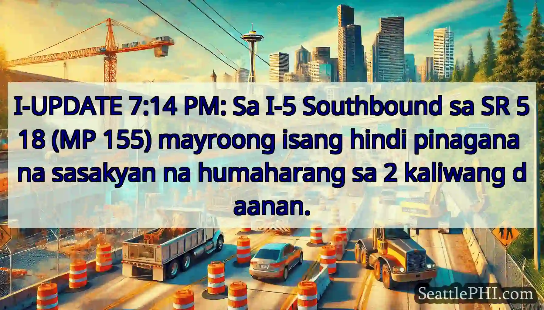 I-UPDATE 7:14 PM: Sa I-5 Southbound sa SR 518 (MP