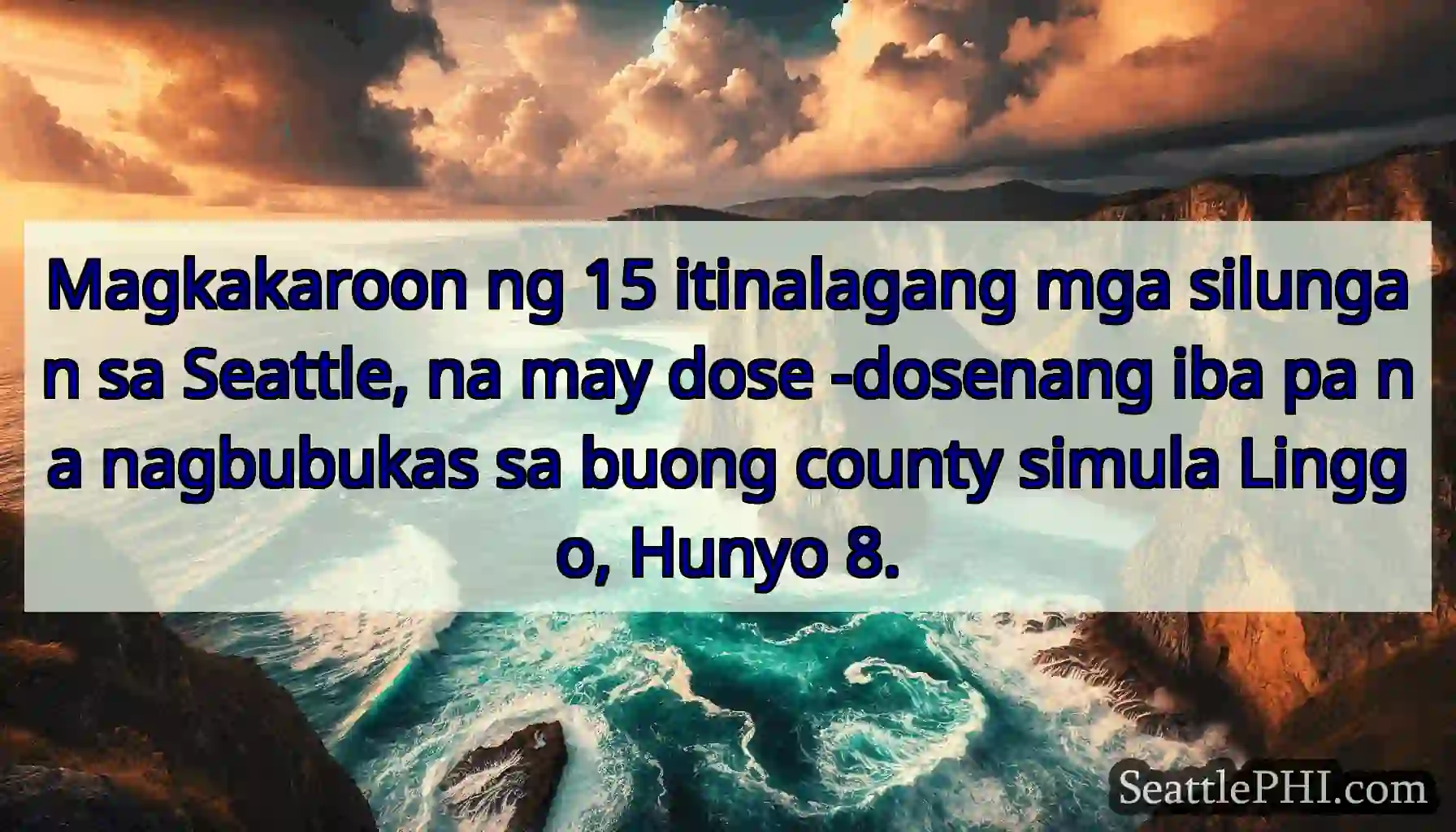 Magkakaroon ng 15 itinalagang mga silungan sa