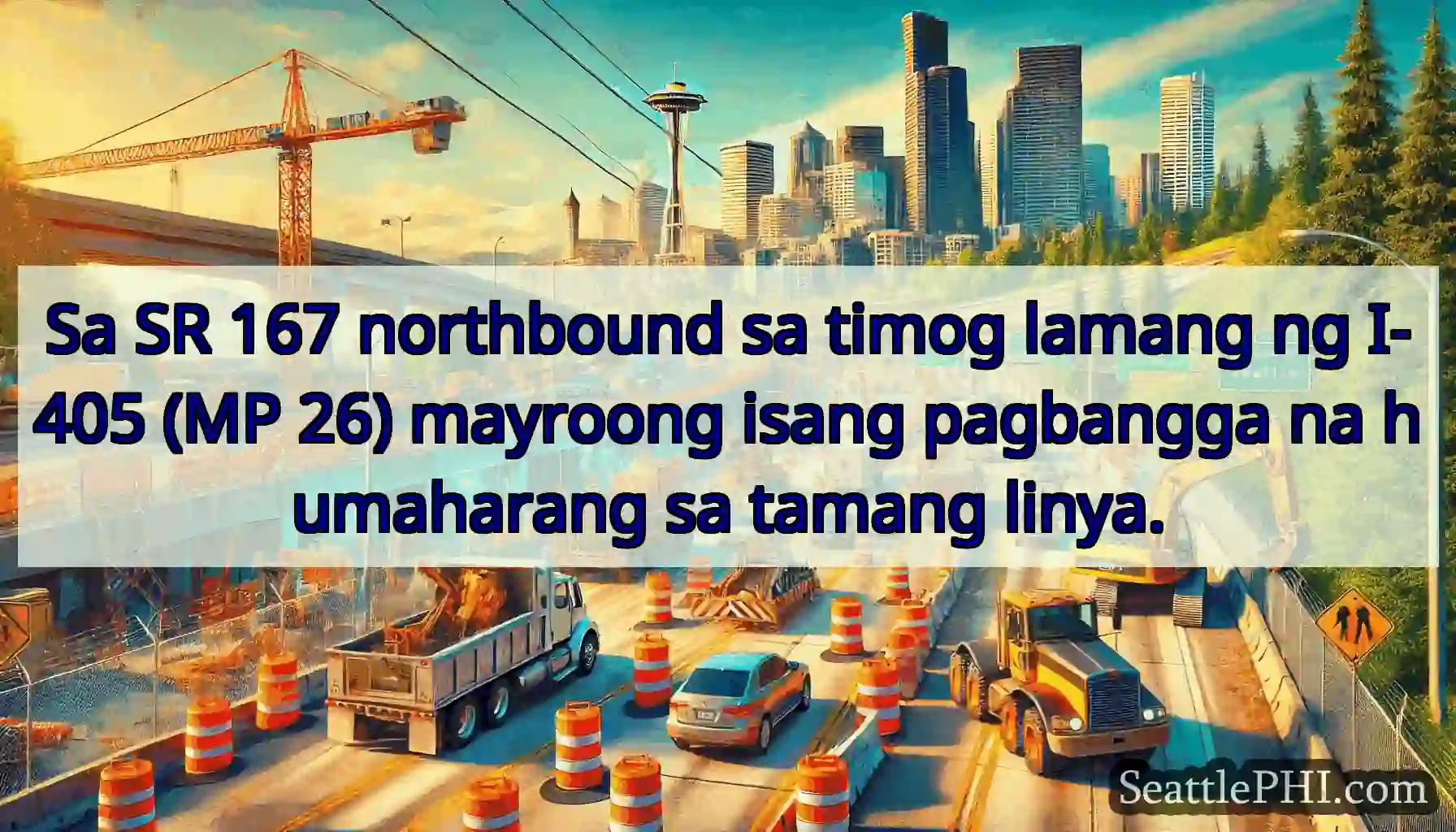 Sa SR 167 northbound sa timog lamang ng I-405 (MP
