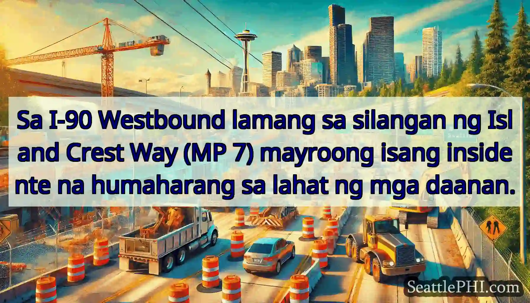 Sa I-90 Westbound lamang sa silangan ng Island