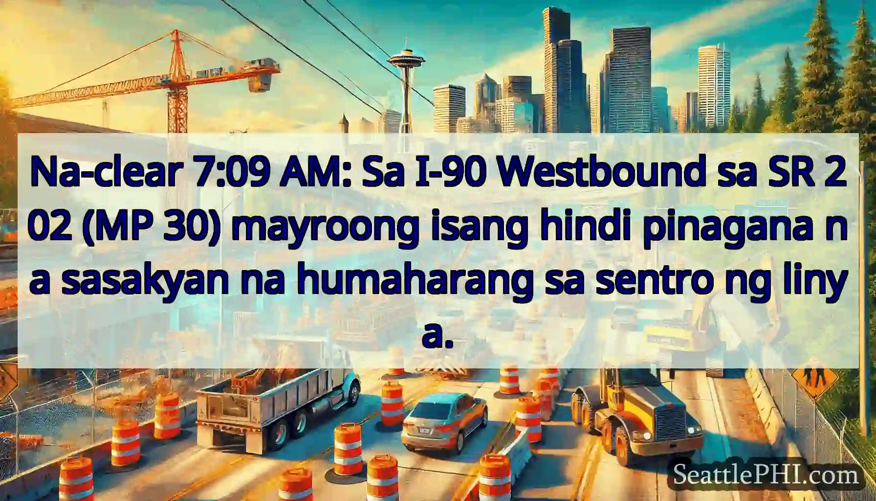 Na-clear 7:09 AM: Sa I-90 Westbound sa SR 202 (MP