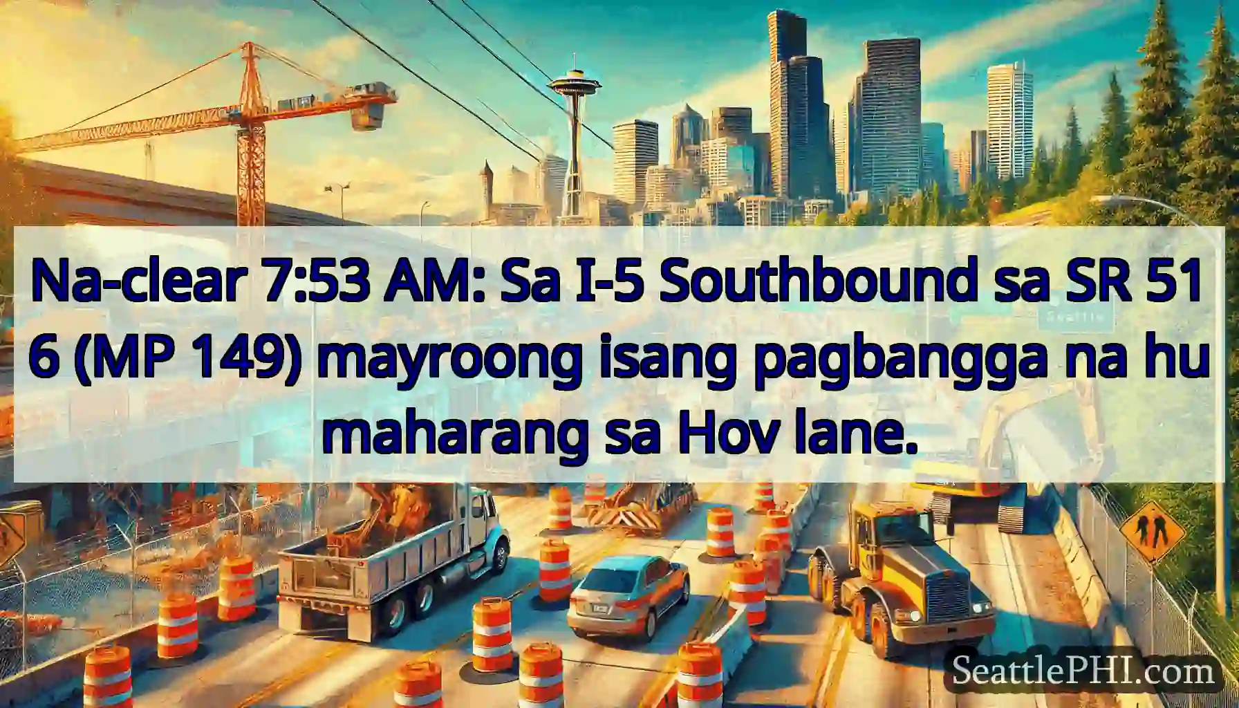 Na-clear 7:53 AM: Sa I-5 Southbound sa SR 516 (MP