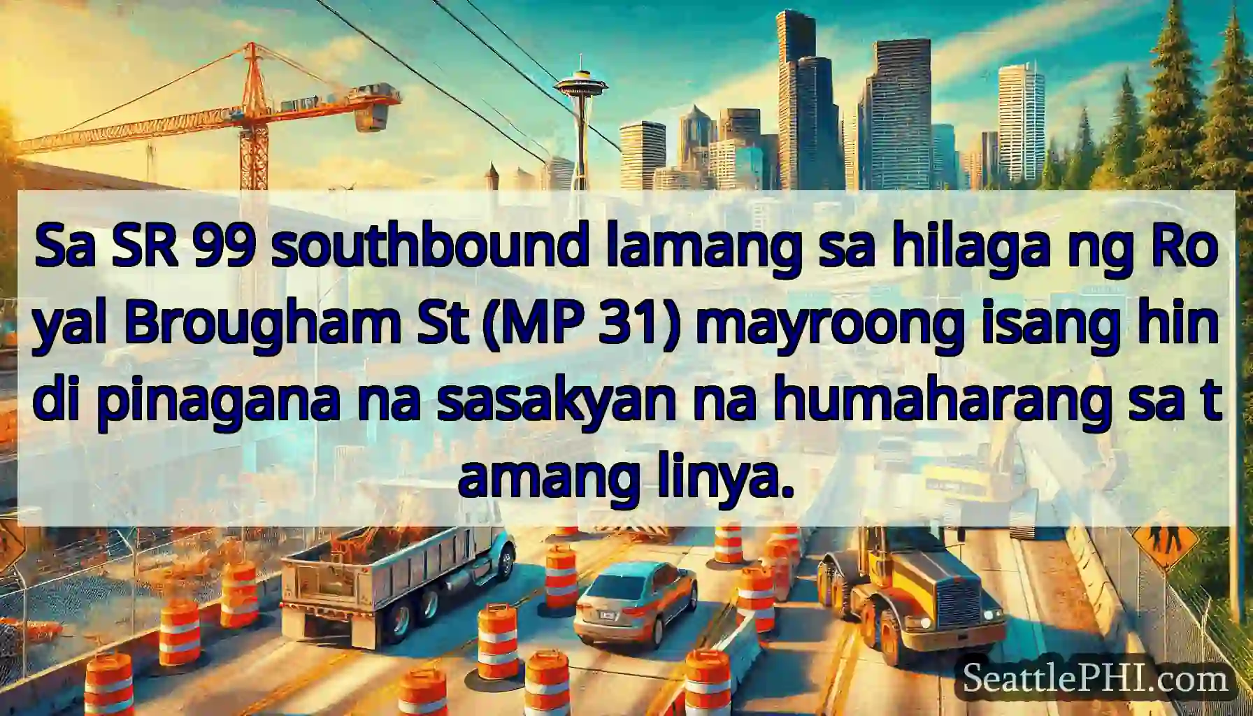 Sa SR 99 southbound lamang sa hilaga ng Royal