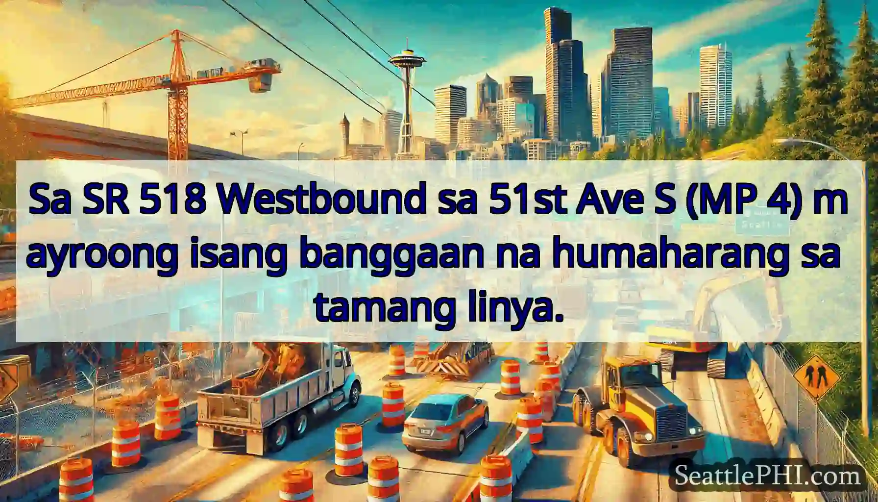 Sa SR 518 Westbound sa 51st Ave S (MP 4) mayroong