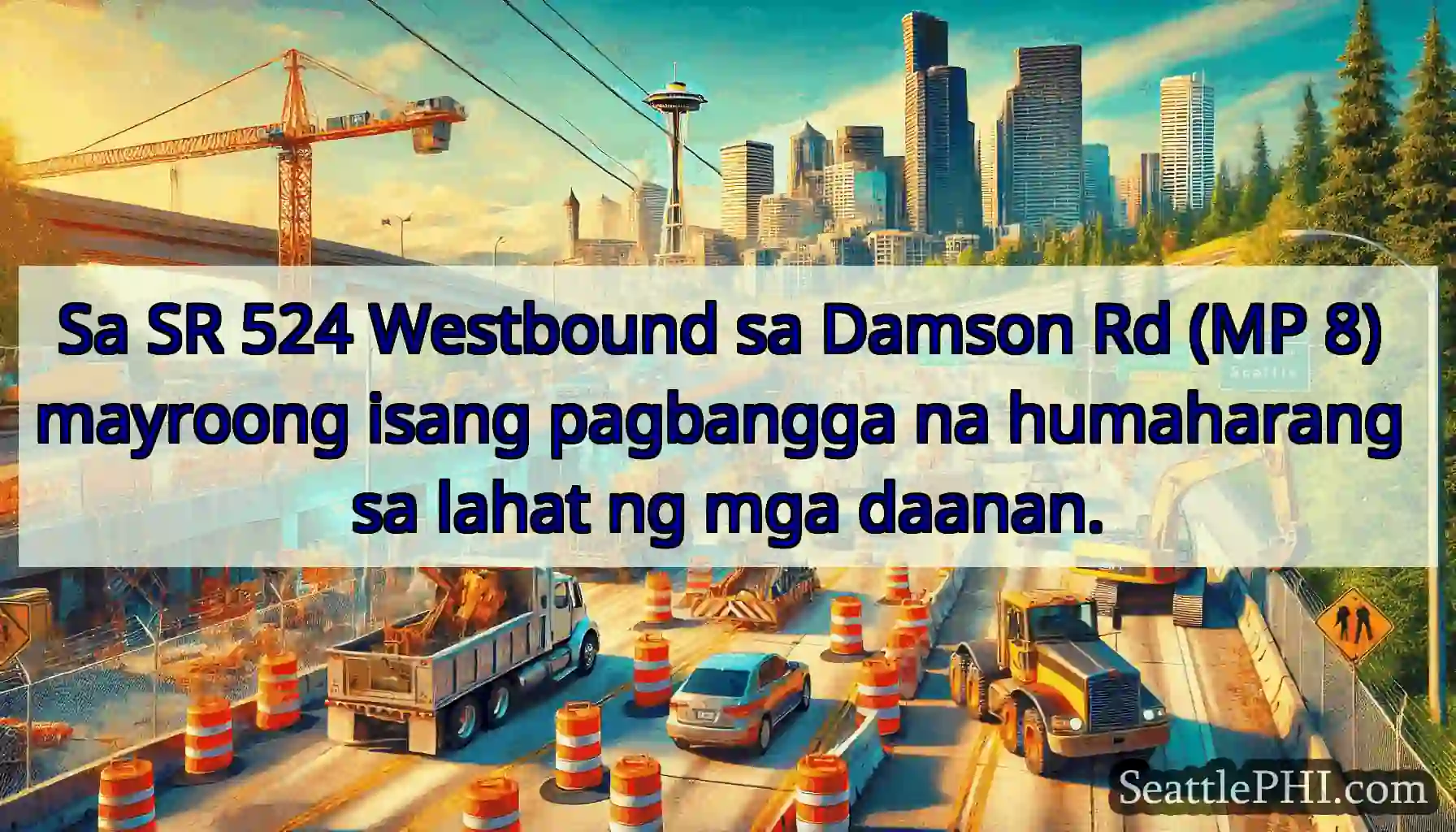 Sa SR 524 Westbound sa Damson Rd (MP 8) mayroong
