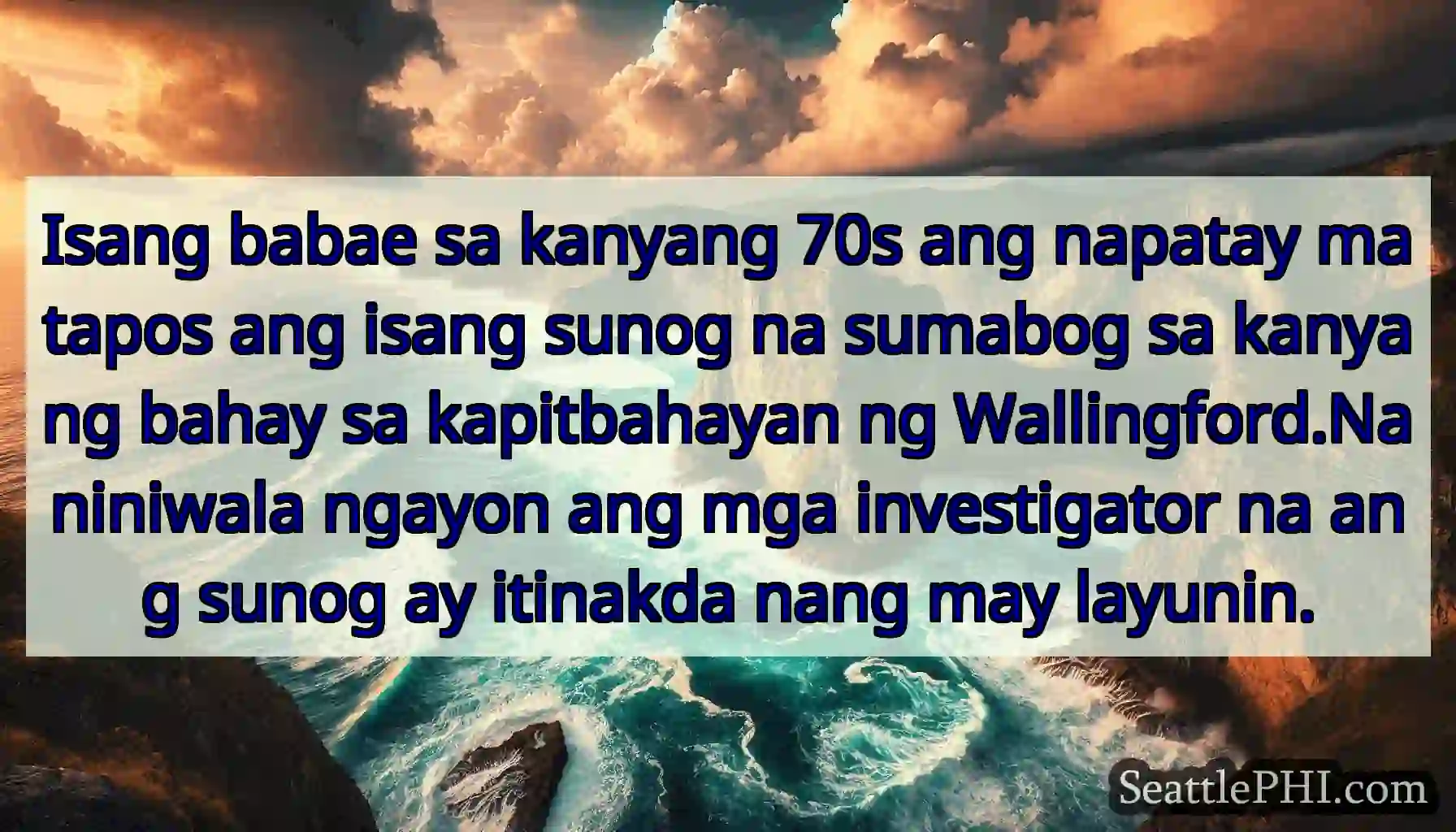 Isang babae sa kanyang 70s ang napatay matapos