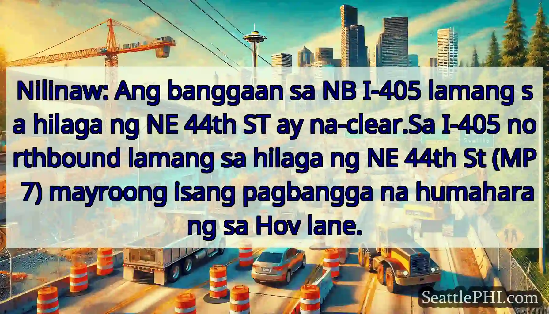 Nilinaw: Ang banggaan sa NB I-405 lamang sa