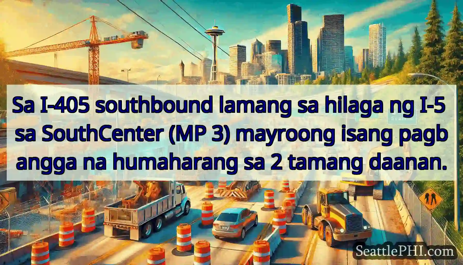 Sa I-405 southbound lamang sa hilaga ng I-5 sa