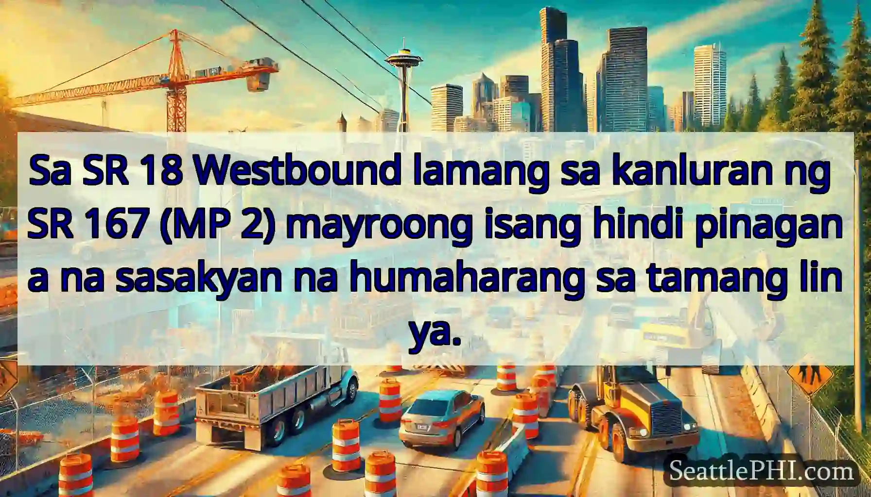 Sa SR 18 Westbound lamang sa kanluran ng SR 167