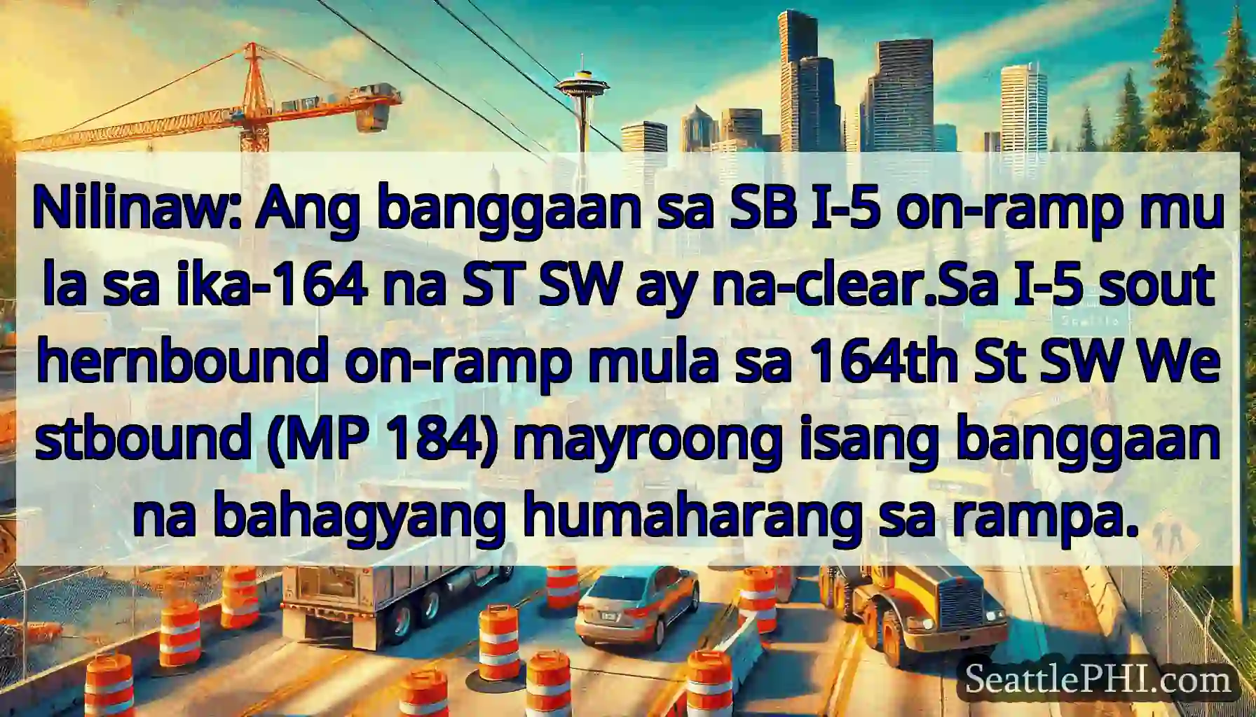 Nilinaw: Ang banggaan sa SB I-5 on-ramp mula sa