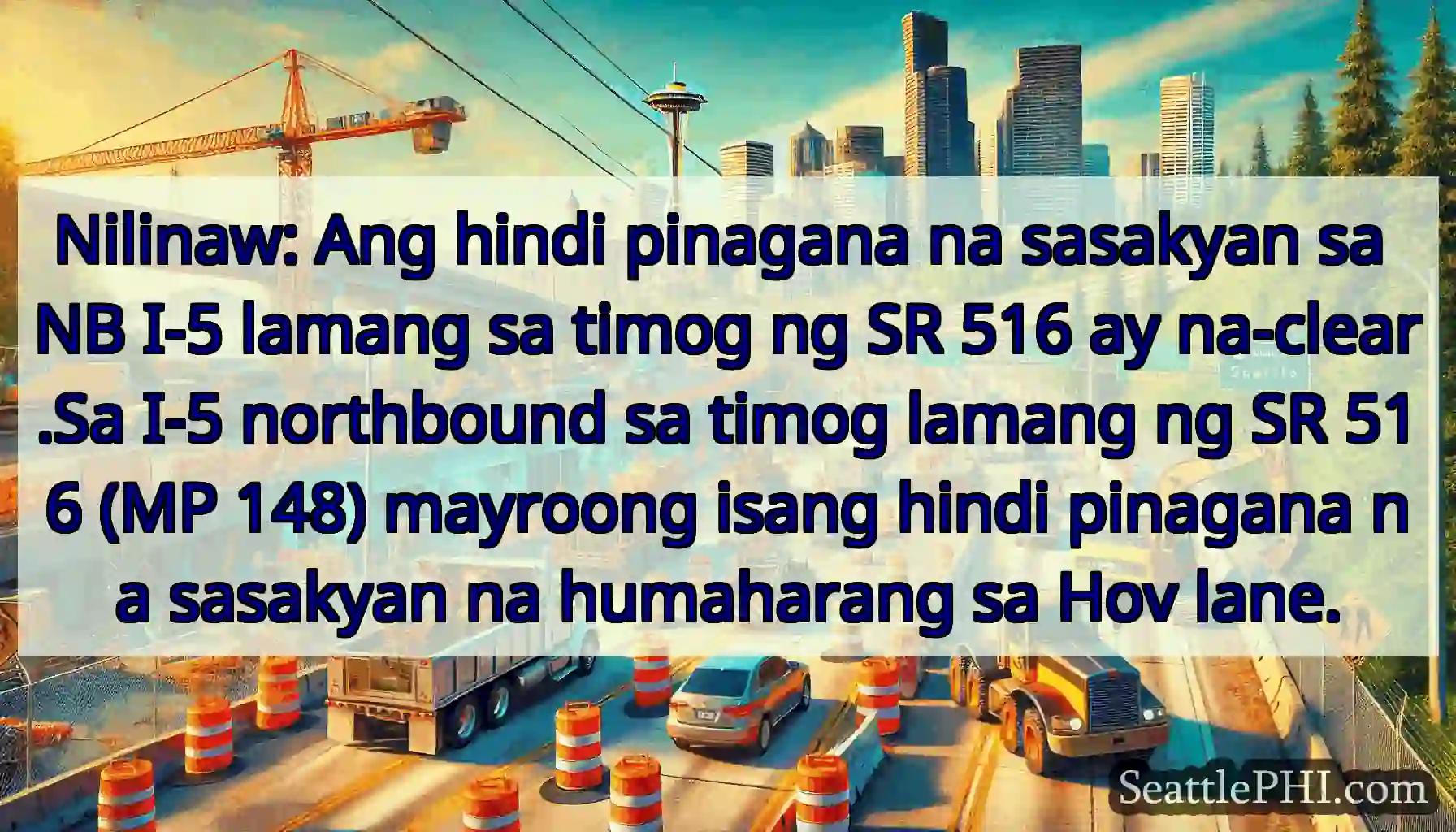 Nilinaw: Ang hindi pinagana na sasakyan sa NB I-5