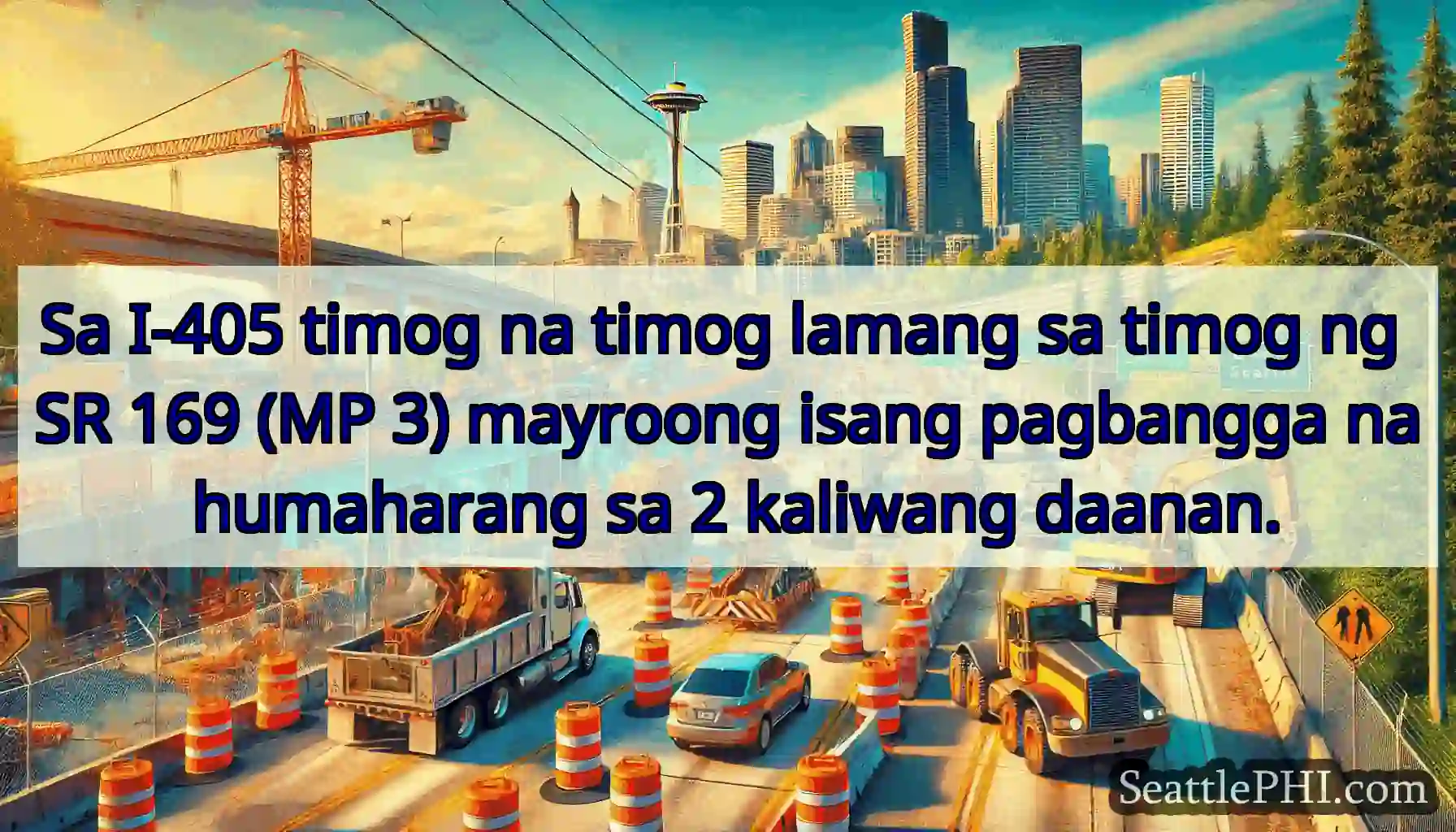 Sa I-405 timog na timog lamang sa timog ng SR 169