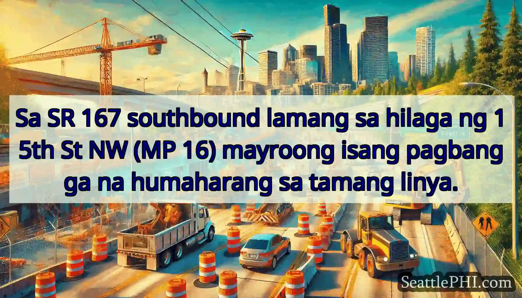 Sa SR 167 southbound lamang sa hilaga ng 15th St