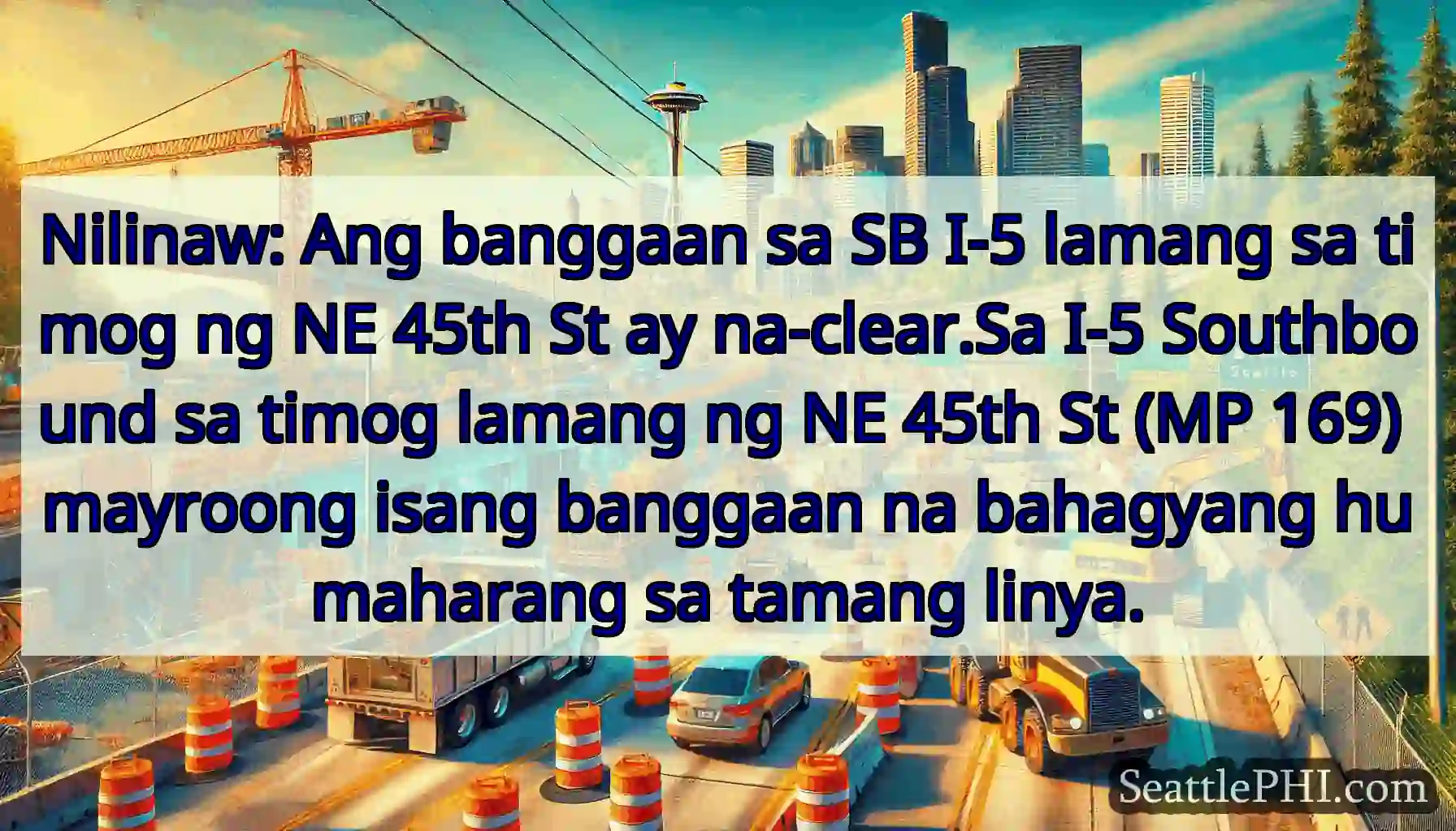 Nilinaw: Ang banggaan sa SB I-5 lamang sa timog