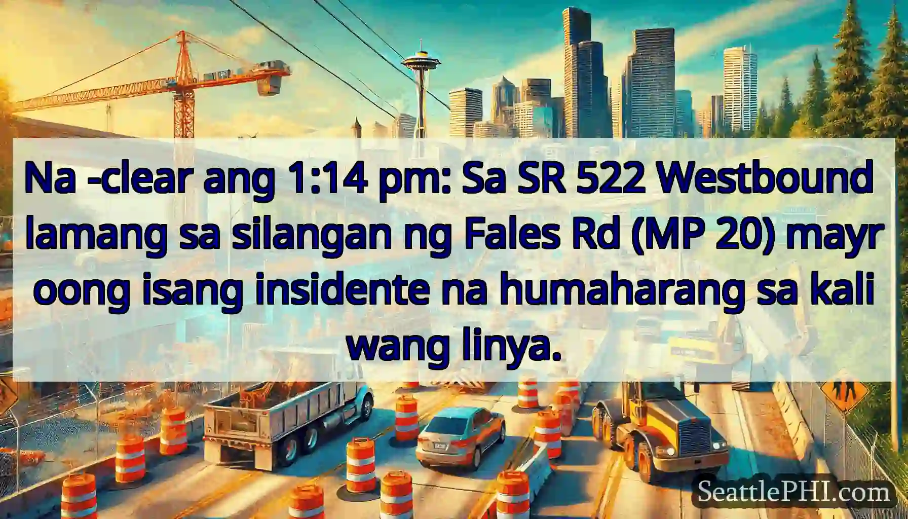 Na -clear ang 1:14 pm: Sa SR 522 Westbound lamang