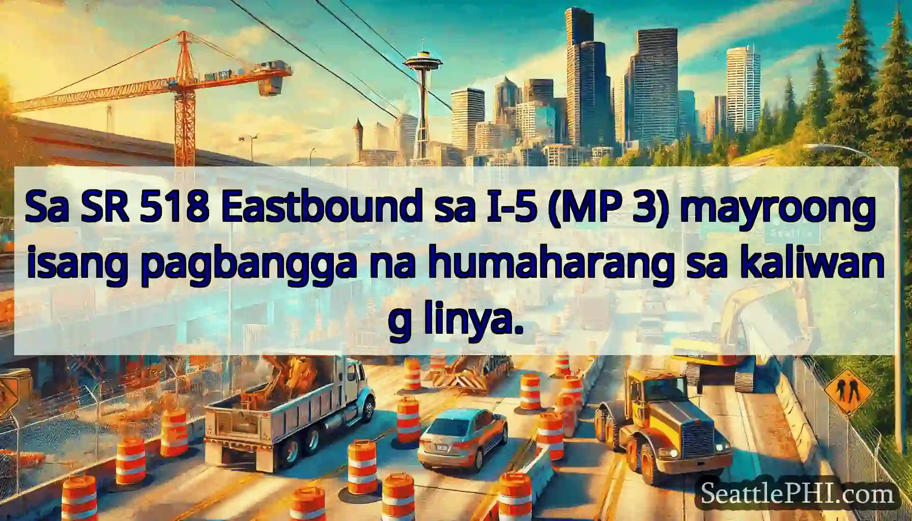 Sa SR 518 Eastbound sa I-5 (MP 3) mayroong isang