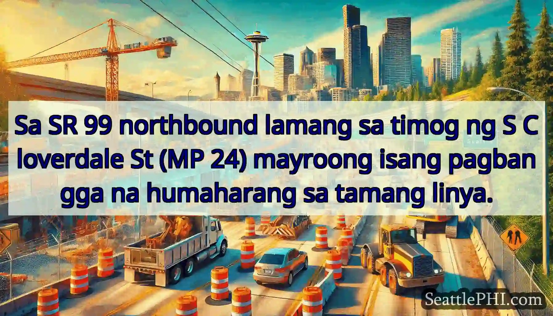 Sa SR 99 northbound lamang sa timog ng S