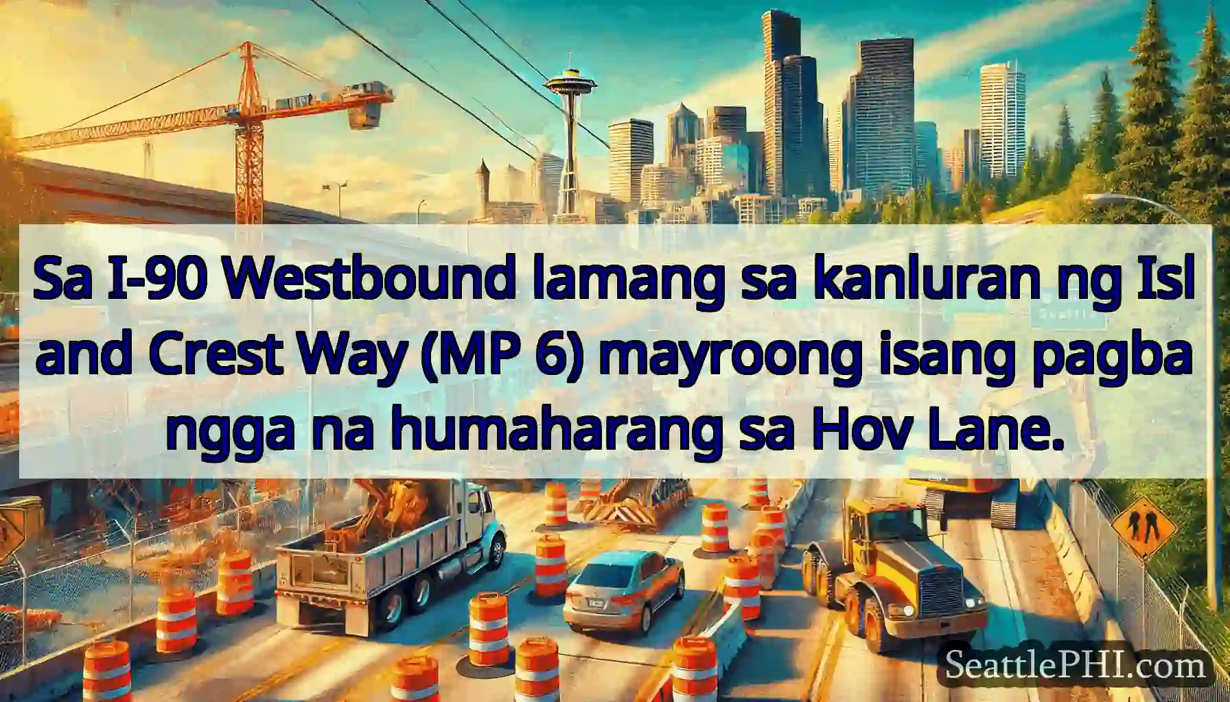 Sa I-90 Westbound lamang sa kanluran ng Island