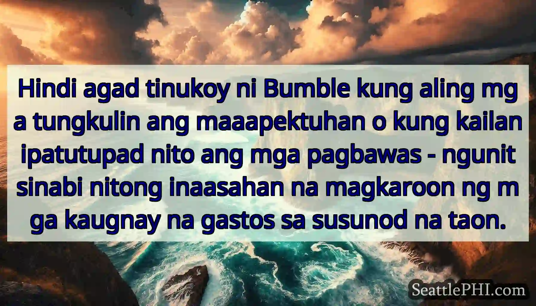 Hindi agad tinukoy ni Bumble kung aling mga
