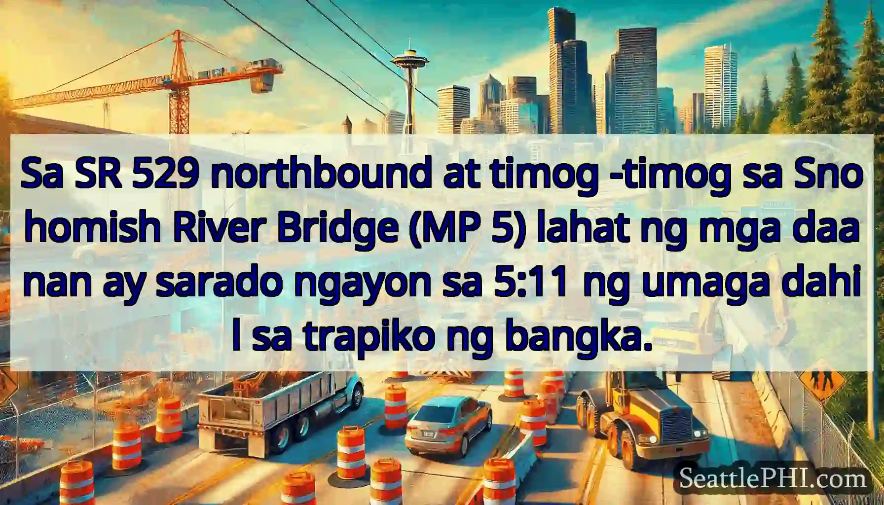 Sa SR 529 northbound at timog -timog sa Snohomish