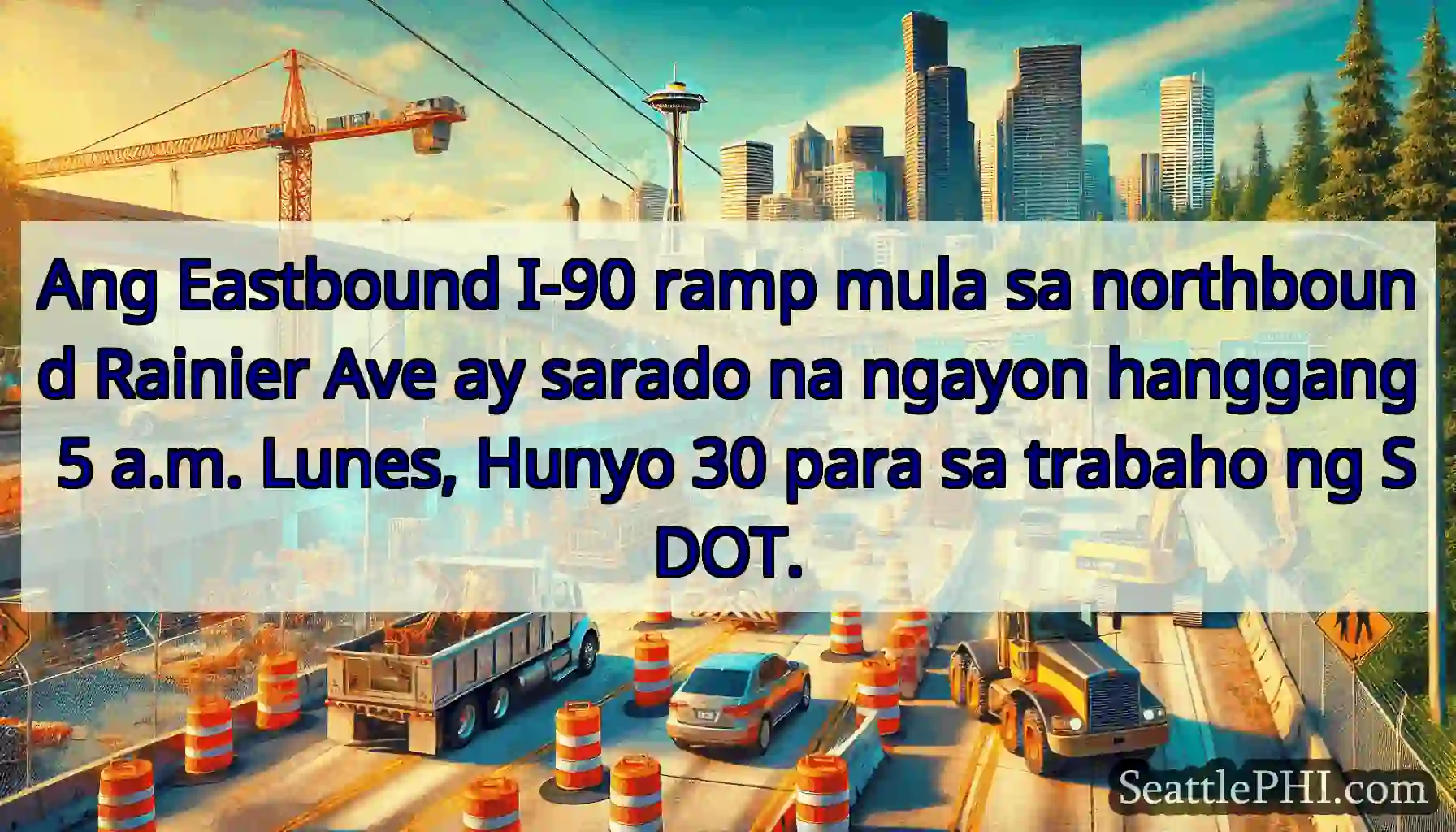 Ang Eastbound I-90 ramp mula sa northbound