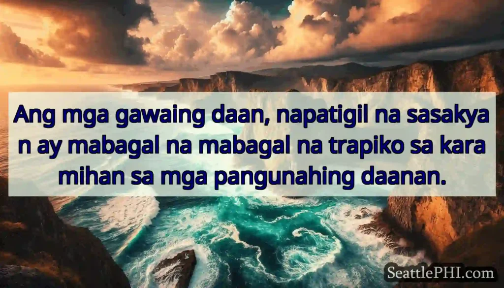 Ang mga gawaing daan, napatigil na sasakyan ay