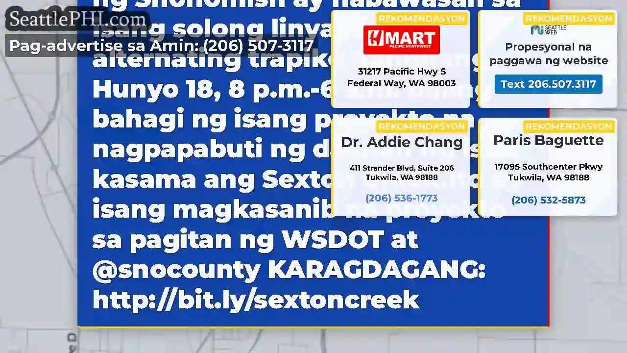 Paalala: Ang US 2 sa silangan ng Snohomish ay
