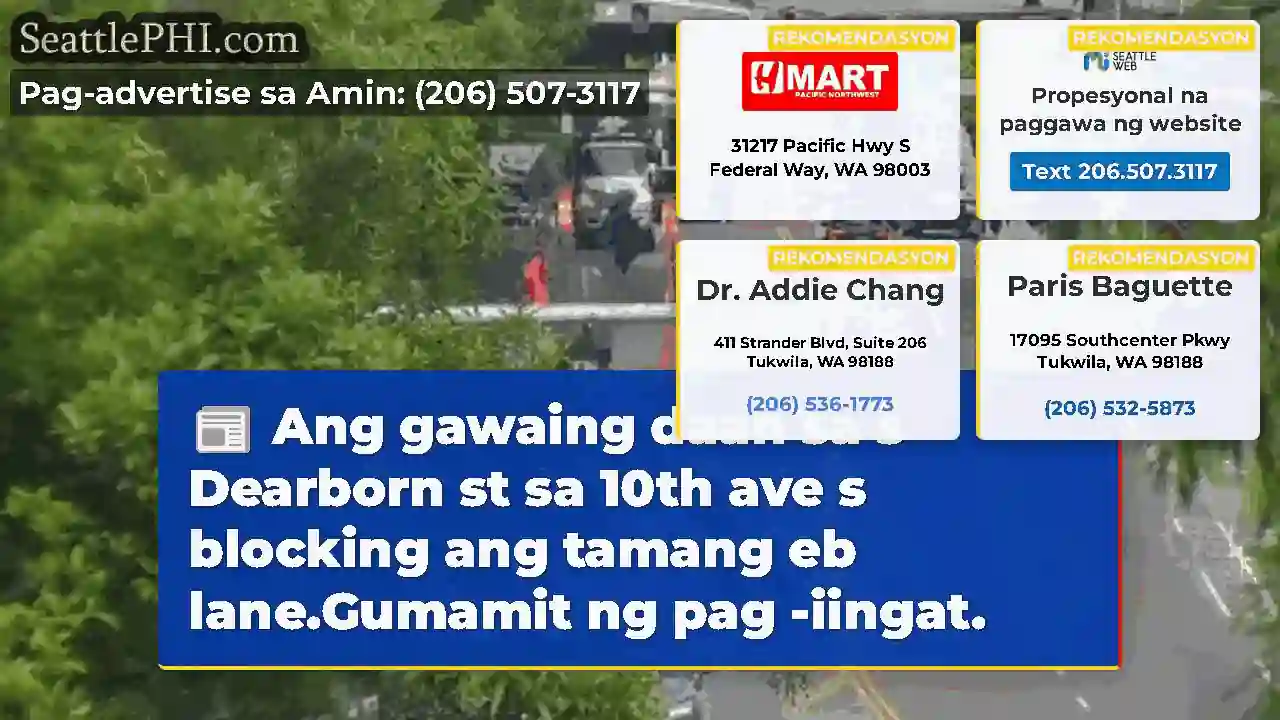 Ang gawaing daan sa s Dearborn st sa 10th ave s