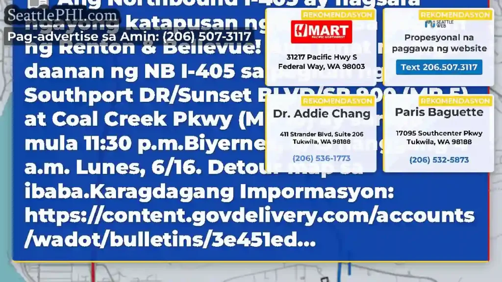 Ang Northbound I-405 ay nagsara ngayong katapusan