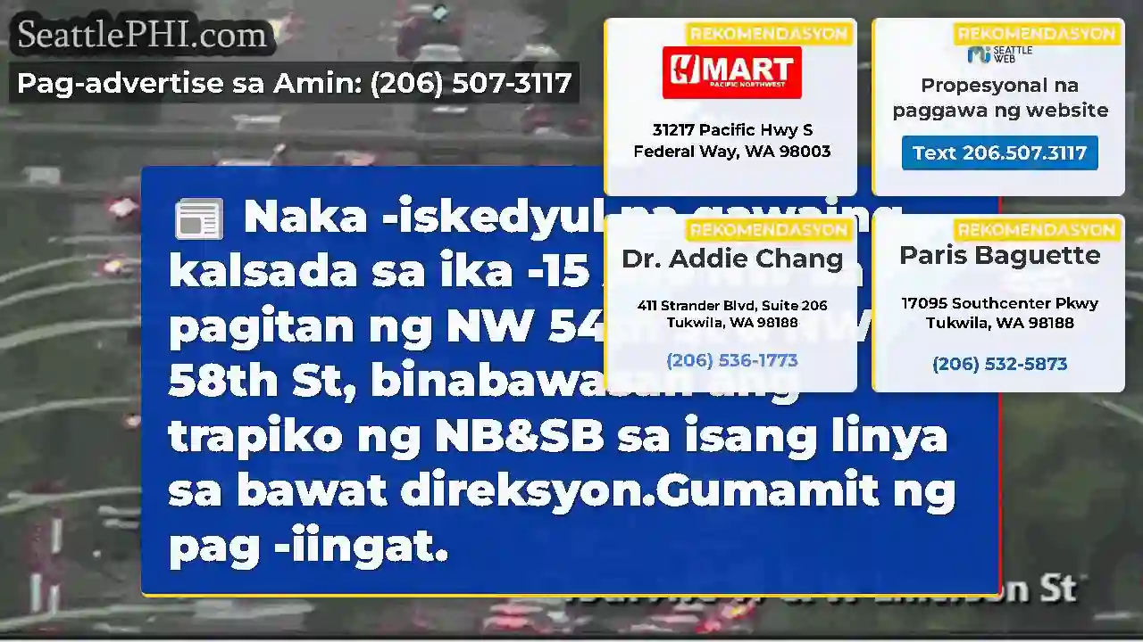 Naka -iskedyul na gawaing kalsada sa ika -15 Ave