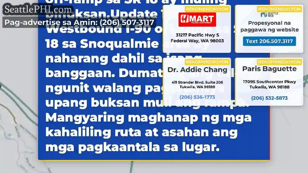 Nilinaw: Ang Westbound I-90 off-ramp sa SR 18 ay