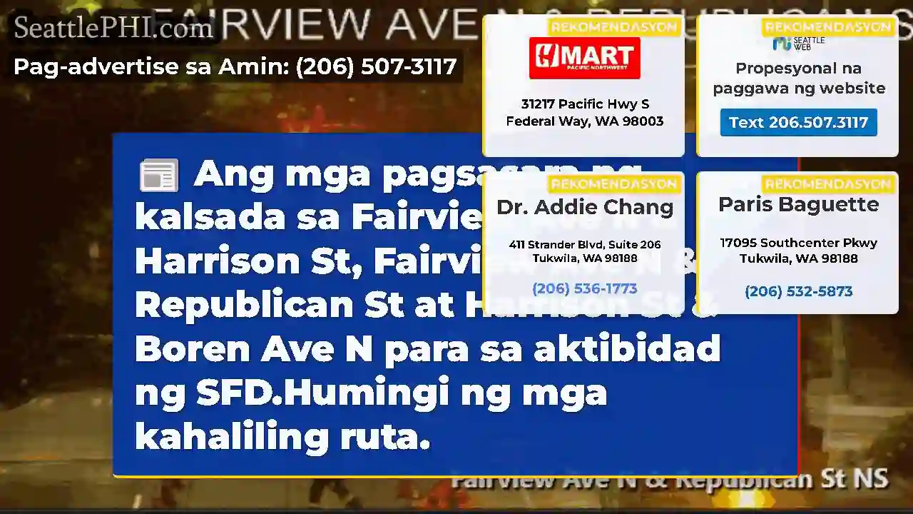 Ang mga pagsasara ng kalsada sa Fairview Ave N &