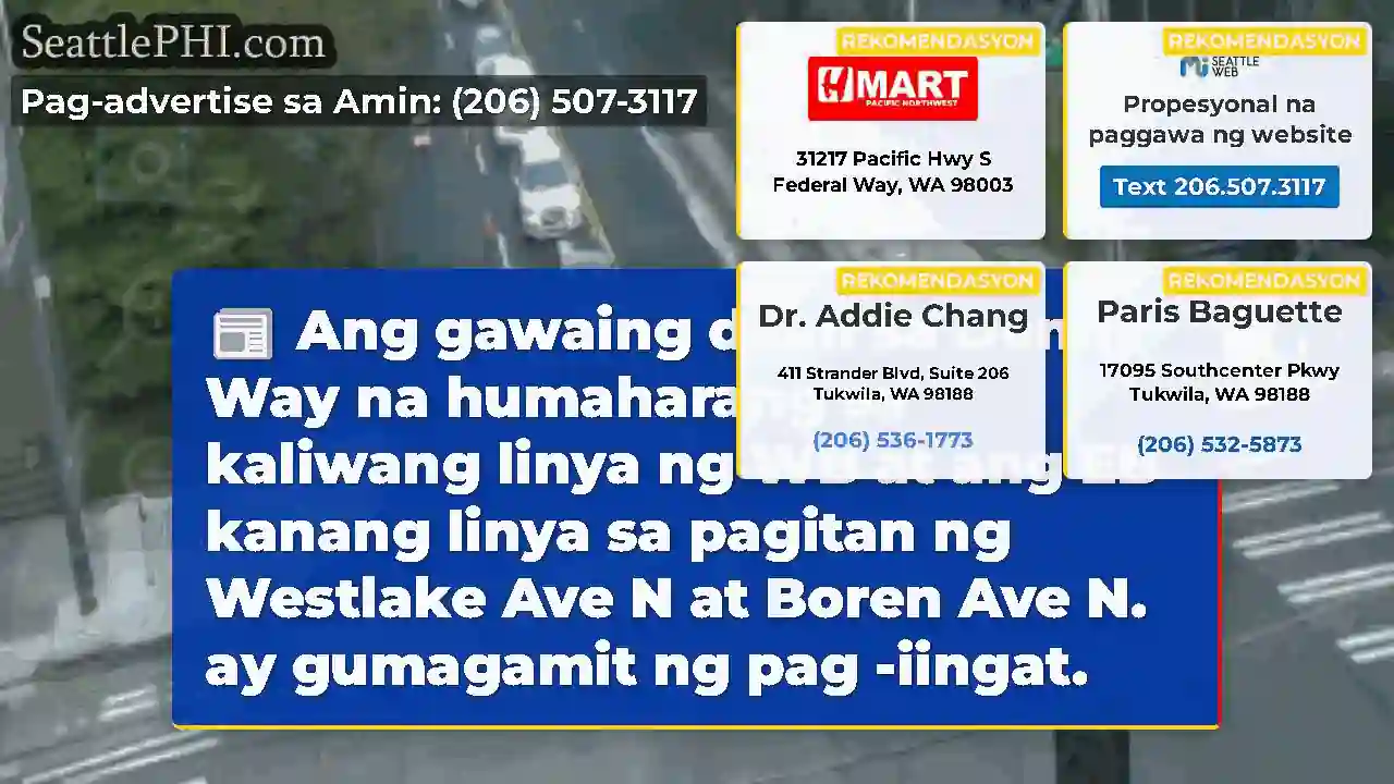 Ang gawaing daan sa Denny Way na humaharang sa