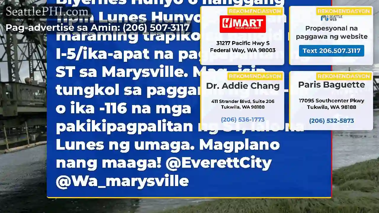 Isa pang pagsasara - SB SR 529 sa Ebey Slough,