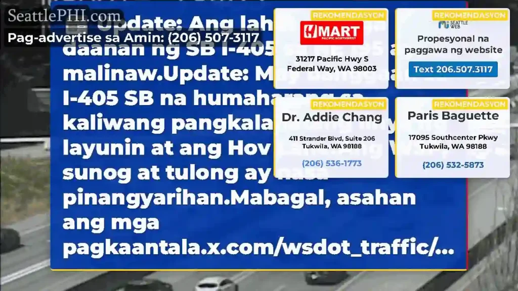 Update: Ang lahat ng mga daanan ng SB I-405 sa NE