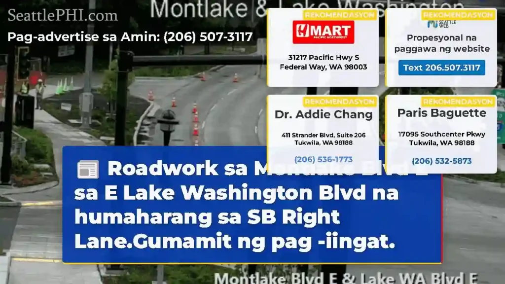 Roadwork sa Montlake Blvd E sa E Lake Washington