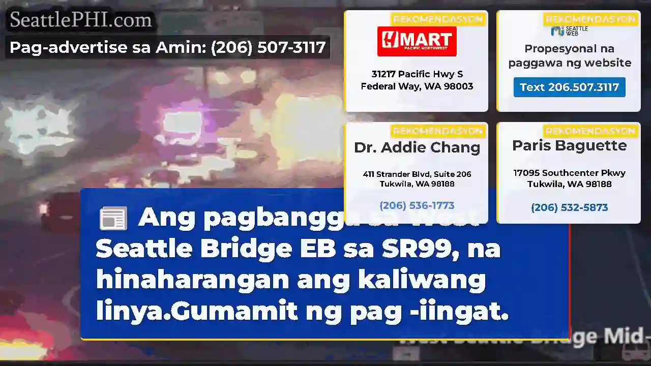 Ang pagbangga sa West Seattle Bridge EB sa SR99,