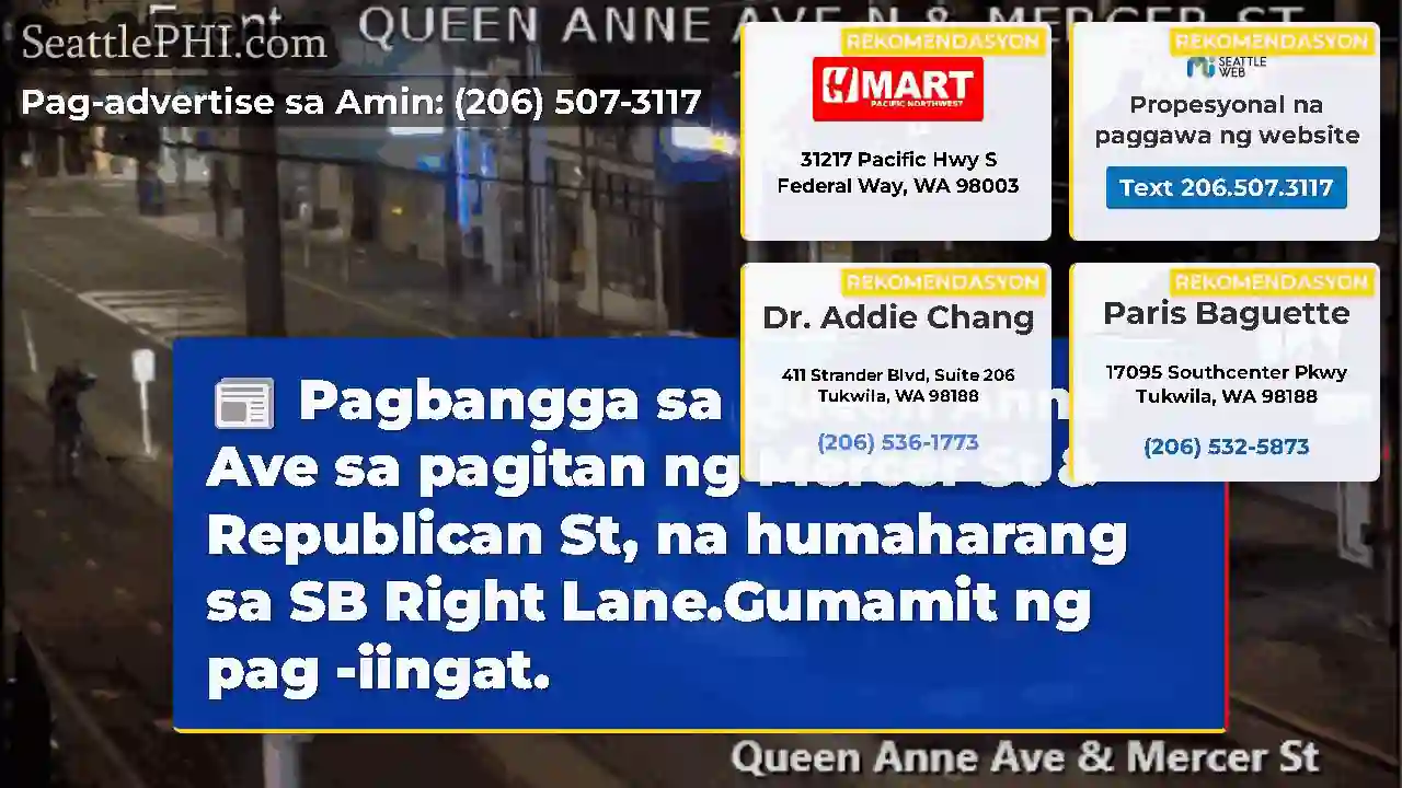Pagbangga sa Queen Anne Ave sa pagitan ng Mercer
