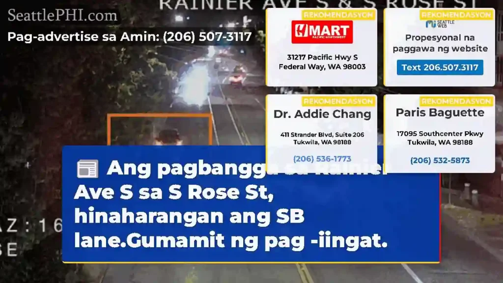 Ang pagbangga sa Rainier Ave S sa S Rose St,