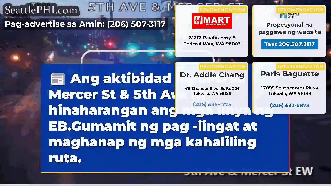 Ang aktibidad ng SPD sa Mercer St & 5th Ave N,