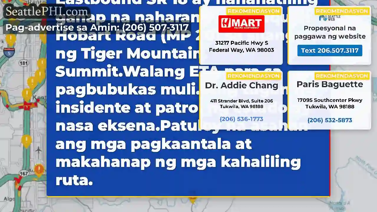 Nilinaw: Ang Eastbound SR 18 ay malinaw at ang