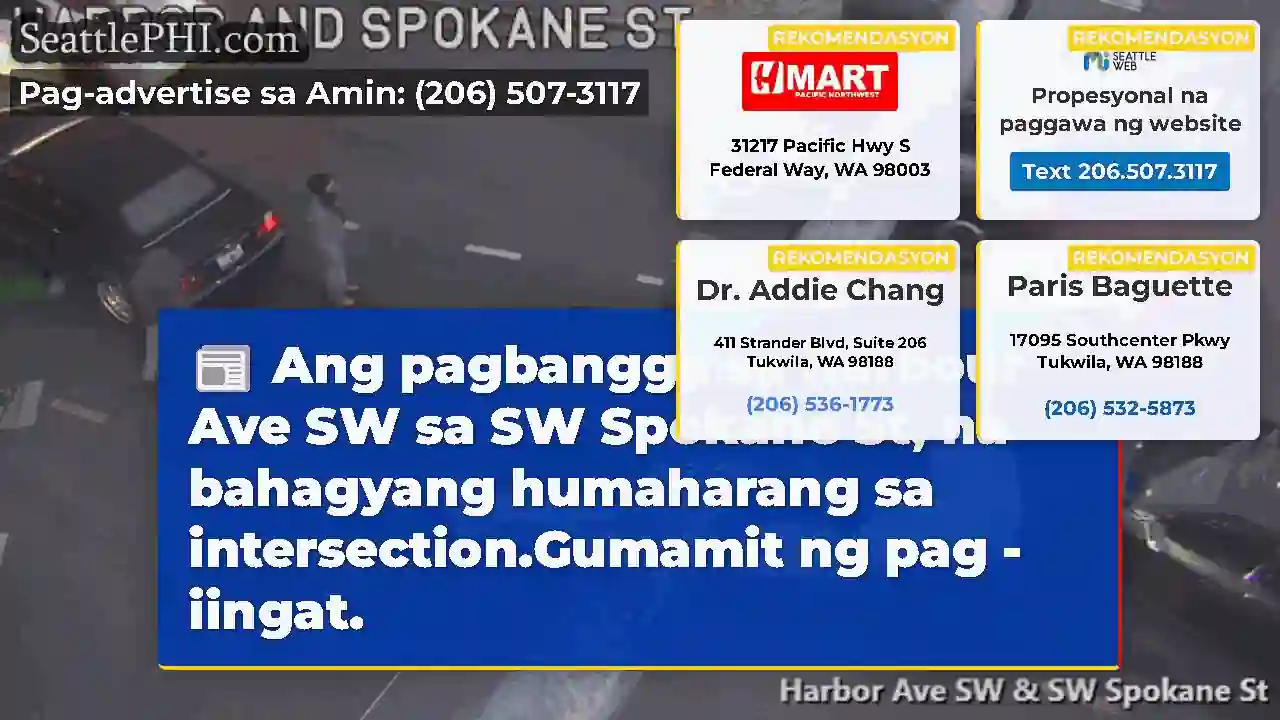 Ang pagbangga sa Harbour Ave SW sa SW Spokane St,
