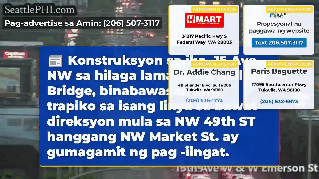 Konstruksyon sa ika -15 Ave NW sa hilaga lamang