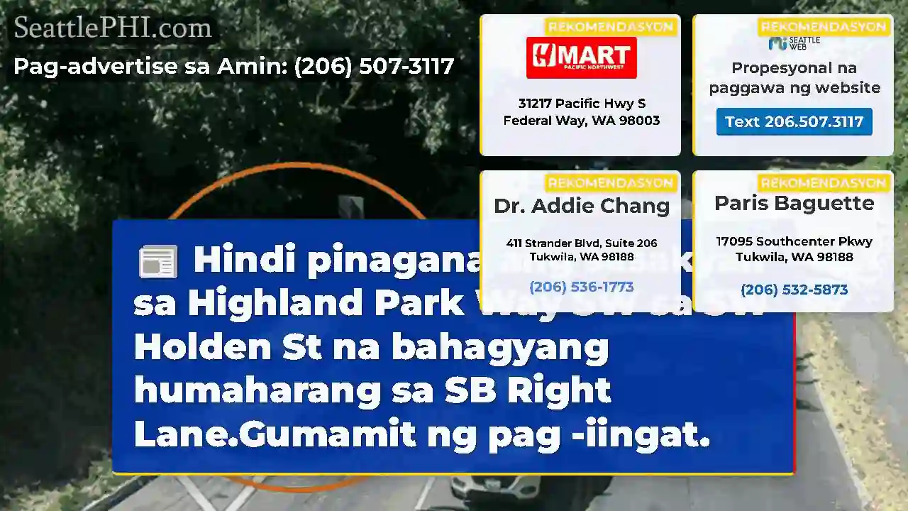 Hindi pinagana ang sasakyan sa Highland Park Way