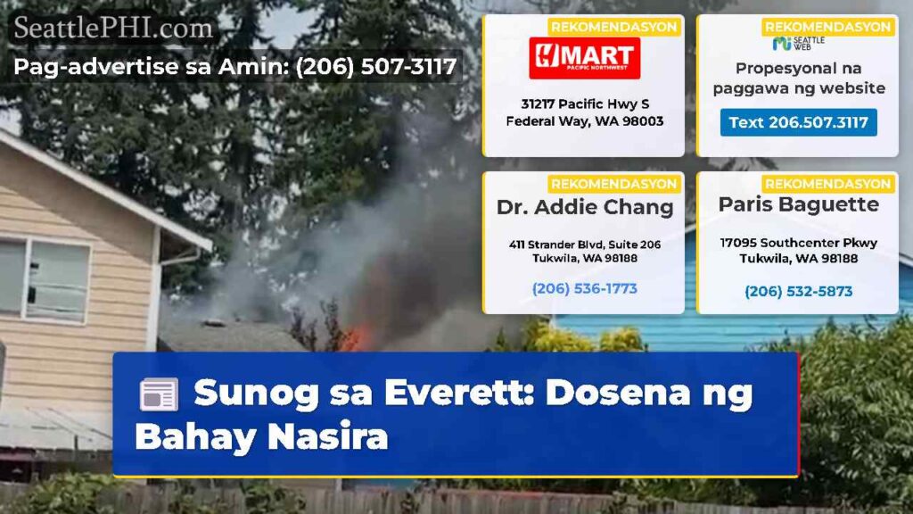 Sunog sa Everett: Dosena ng Bahay Nasira