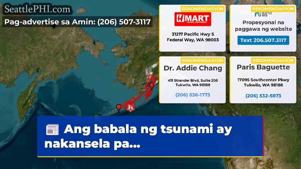 Ang babala ng tsunami ay nakansela pa...