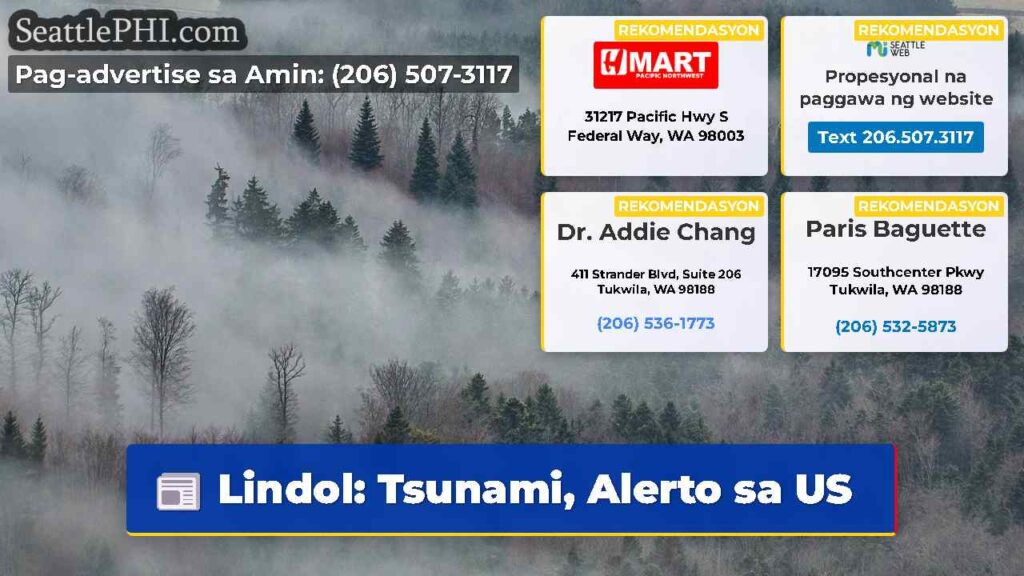 Lindol: Tsunami, Alerto sa US