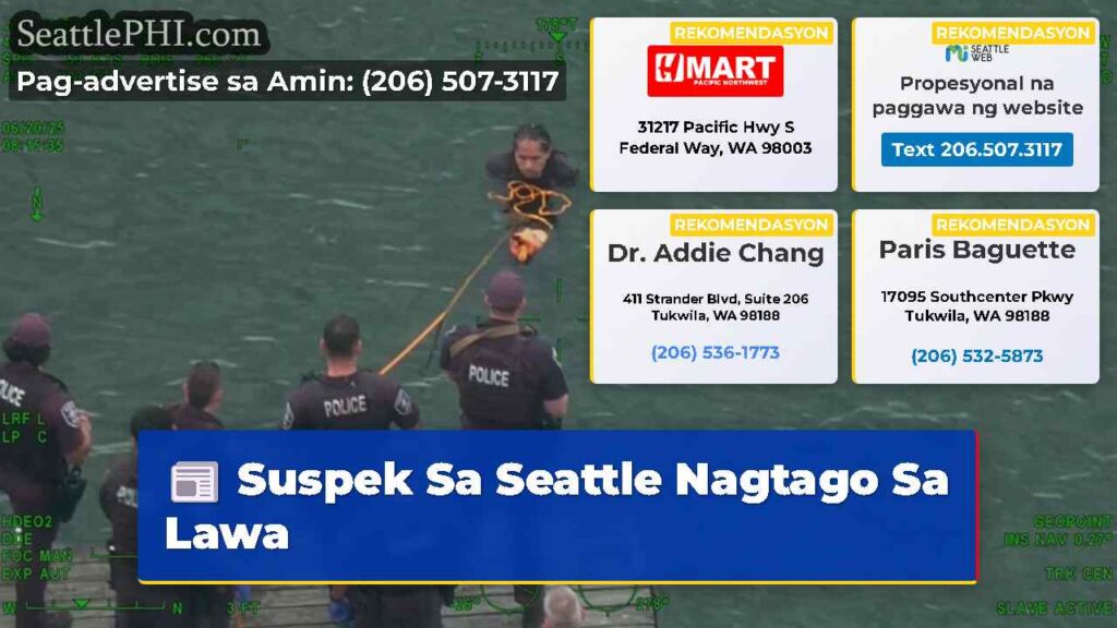 Suspek Sa Seattle Nagtago Sa Lawa