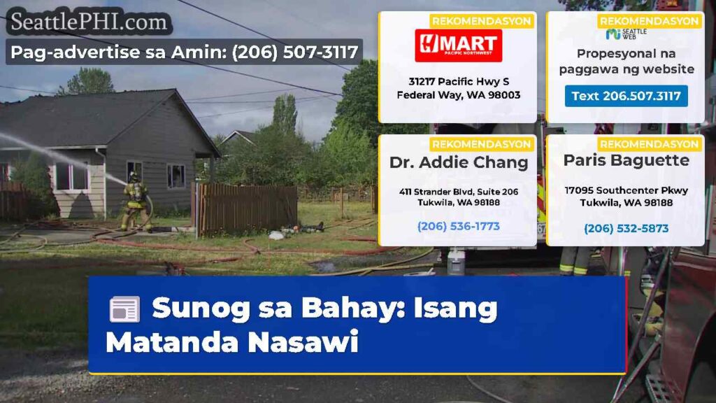 Sunog sa Bahay: Isang Matanda Nasawi